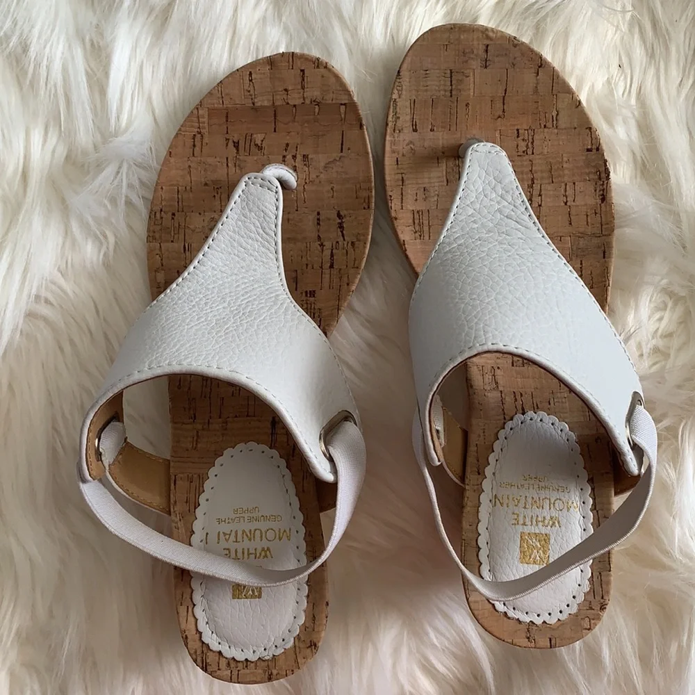 White Mountain, genuine leather upper, cork wedge sandal size 6.5 - Picture 2 of 5